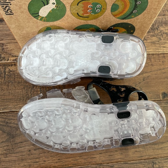 Mini Melissa Magic Mickey Fisherman Sandals Clear Black Red Size 11 - Picture 4 of 4